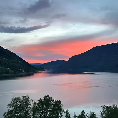 Olden House Fjord And Sunset